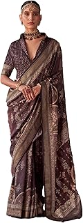 Womens Banarasi Organza Embroidered Saree With Un