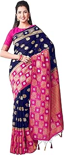 Womens banarasi silk Ethnic Motif Saree With Unst