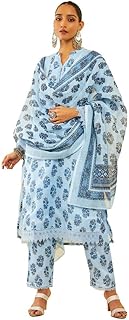 Womens A-Line Pure Cotton Floral Self Design Kurt