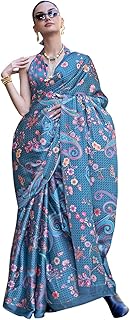 Womens Art Silk saree Kanjivaram Style Blue color