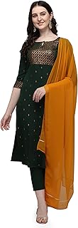 Womens Black Poly Crepe Straight Kurta with Pant 