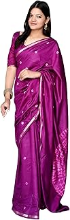 Womens Black Chiffon Embellished Saree With Unsti