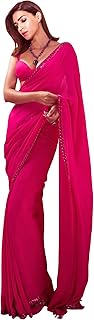 Womens Bandhani Georgette Printed Lace work Saree