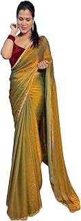 Womens Chiffon Botanical Printed Saree With Unsti