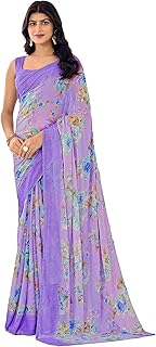 Womens Chiffon Solid Embellished Saree With Unsti