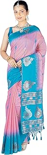 Womens Bronze Silk Blend Solid Saree With Unstitc