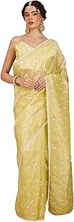 Womens Chanderi Silk Ethnic Motif Saree With Unst