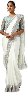 Womens Chiffon Woven Design Saree With Unstitched