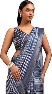 Womens Cotton Blend Embellished Saree With Unstit