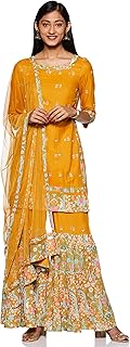 Womens Cotton Floral Straight Embroidered Kurta P