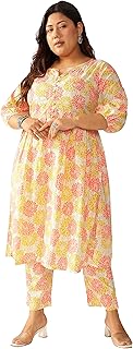 Womens Cotton Floral Printed Straight Kurta Set