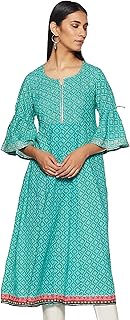 Womens Cotton Printed Flared Kurta