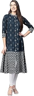 Womens Cotton Relaxed Fit A Line Ikat Printed A-L