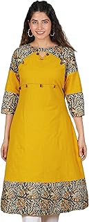 Womens Cotton Relaxed Fit A Line Kalamkari Print 