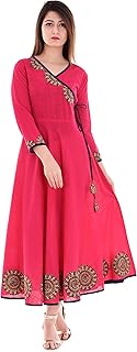Womens Cotton Relaxed Fit Anarkali Slub Angrakha 