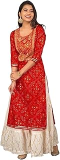 Womens Cotton Straight Embroidered Kurti