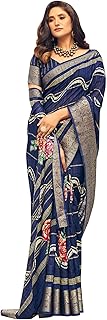 Womens Cotton Silk Solid Embellished Saree With U
