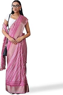 Womens Dola Silk Botanical Printed Saree With Uns