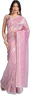 Womens Dola Silk Printed Dabu Saree With Unstitch