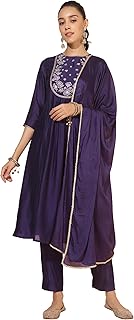 Womens Dark Blue Georgette Ajrakh Printed Embelli