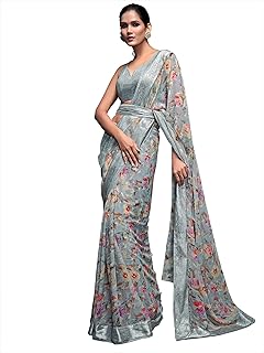 Womens Dola Silk Abstract Printed Saree With Unst