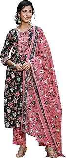Womens Floral Print Rayon Straight Kurta Pant wit