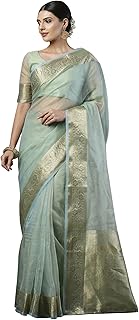 Womens Embellished Sequins Georgette Saree With U
