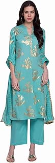 Womens Embroidered Silk Kurta Pant With Dupatta S
