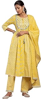 Womens Embroidered Organza Calf Length A-Line Kur