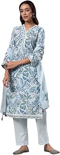 Womens Embroidered Silk Blend A-Line Kurta Trouse