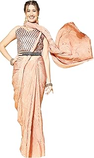 Womens Floral Brasso Printed Saree With Unstitche