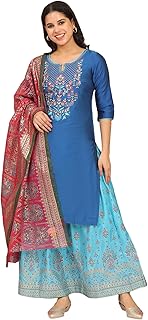 Womens Embroidered Silk Blend Above Knee Straight