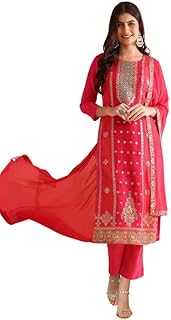 Womens Embroidered Pure Cotton Kurta Pant With Du