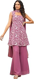 Womens Georgette Ethnic Motif Saree With Unstitch