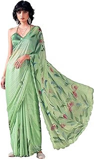 Womens Georgette Leheriya Printed Saree With Unst