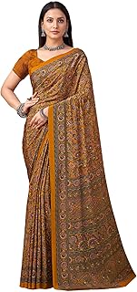 Womens Georgette Checkered Printed Saree With Uns