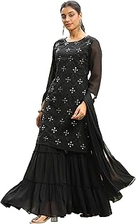 Womens Georgette Solid Saree (TI6813_Pink)