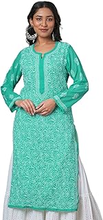 Womens Georgette Straight Fit Straight Lucknowi H