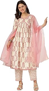 Womens Linen Printed Straight Kurta and Pant with