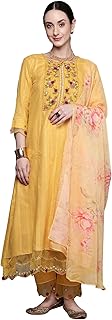 Womens Linen Gota Work Embellished Saree With Uns