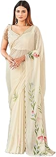Womens Malai Silk Embellished Saree With Unstitch