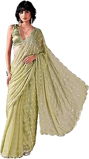 Womens Multicolor Linen Bagh Printed Saree with U