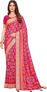 Womens Multicolor Banarasi silk Ikat Printed Sare