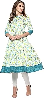 Womens Multicolor Cotton Floral Print Anarkali Ku