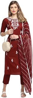 Womens Maroon Coloured Pure Cotton Floral Embroid