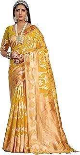 Womens Multicolor Linen Botanical Printed Saree w