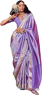 Womens Navy Blue Tussar Silk Printed Saree with U