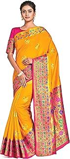 Womens Multicolor Satin Embroidered Saree With Un