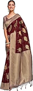 Womens Multicolor Satin Silk Beads & Stones Saree