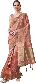 Womens Multicolor Tissue Ethnic Motif Printed Sar